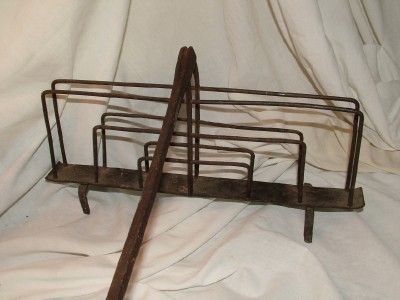 Original Antique 18 C Hand Forged Cast Iron Colonial Hearth Swiveling 