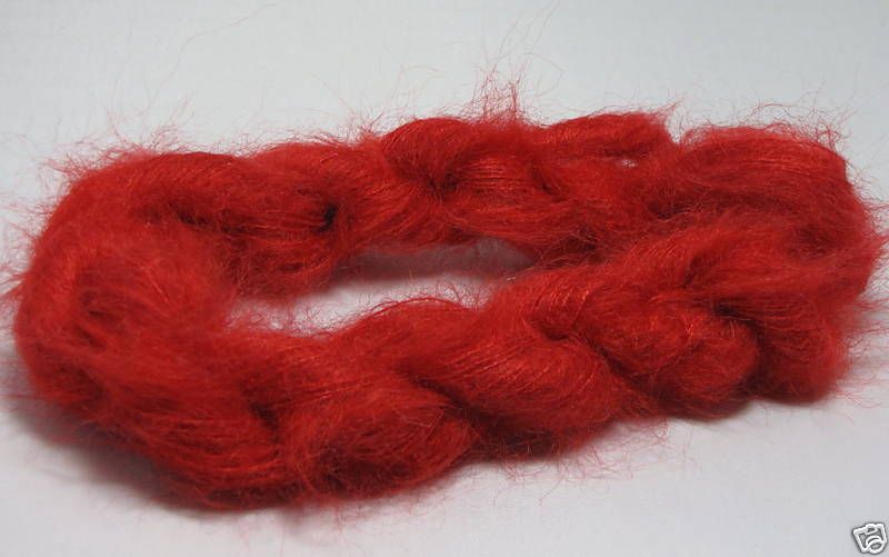 njy solid color yarn true red angora mohair  