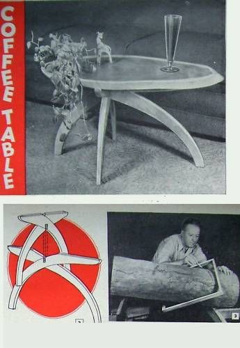 Build COFFEE TABLE from HARDWOOD LOG 1948 DIY PLANS  