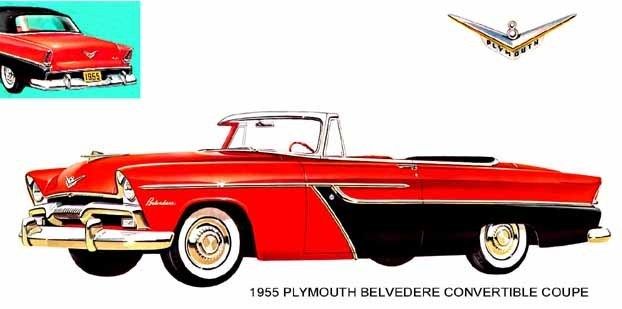 1955 PLYMOUTH BELVEDERE CONVERTIBLE COUPE (RED/BLACK)  