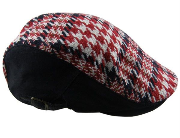 New Casual Men Women Winter Plaid Wool Blend Flat Cap Cabbie Hats 