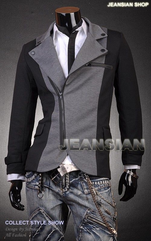 SWM Mens Military Designer Slim Jacket Blazer Coat Shirt Black/Gray S 