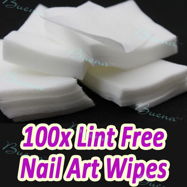 100pcs Lint Free Polish Pad Nail Wipes for UV Gel Acrylic Nail Art 