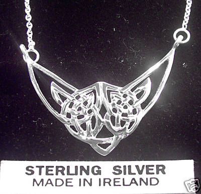 Sterling Silver Celtic Pendant Necklace Irish Jewelry .  