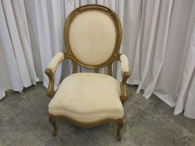 Victorian Style Gentlemans Arm Chair Light Color Wood  