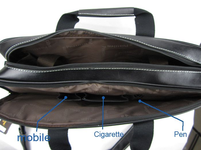 New big mens PU leather shoulder messenger 16 laptop bag with handle 