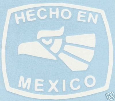 Hecho En Mexico White Vinyl Decal Sticker  