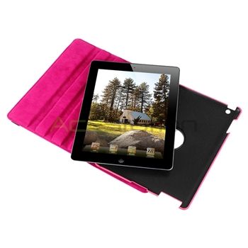   Pink 360 Rotating Magnetic Swivel Stand Leather Case Cover For iPad 2
