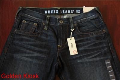 NWT GUESS Denim REBEL Straight Leg Low Rise Racer Wash mens jeans 