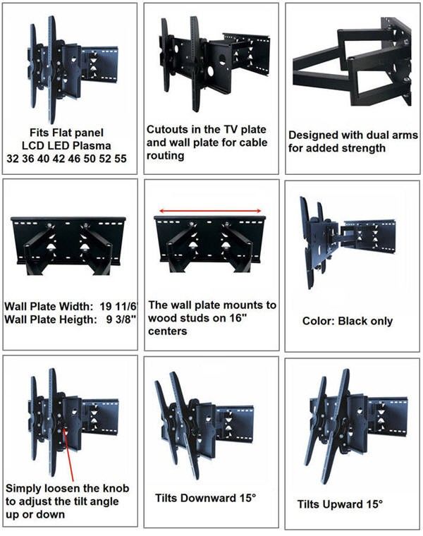 TV Wall Mounting Bracket for 32   55 Flat TV Screens  