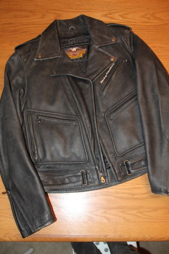 Harley Davidson Mens Classic Motorcycle Jacket. Gen Leather, Excellent 