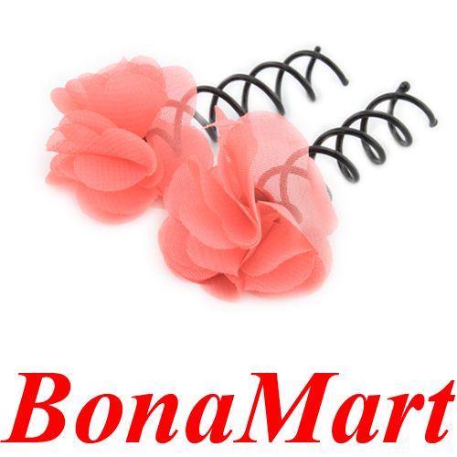   Natural Rose Design Spiral Barrette Spin Screw Pin Hair Clip Twist