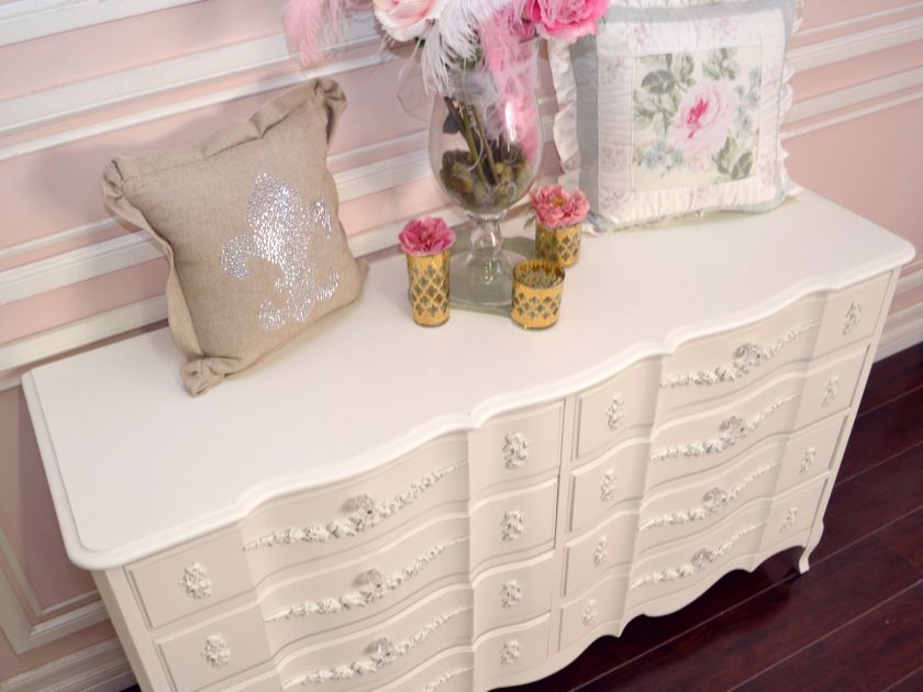 Shabby Cottage Chic 8 Drawer Dresser French Vintage Style Roses 