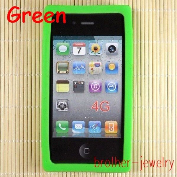 Green Retro Cassette Tape Silicone Case Cover for iPhone 4 4G/4GS  W03 