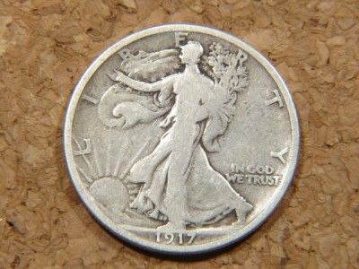 Nice 1917 D Reverse Walking Liberty Silver Half Dollar FREE S&H  